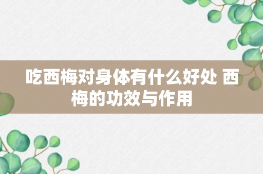 吃西梅对身体有什么好处 西梅的功效与作用