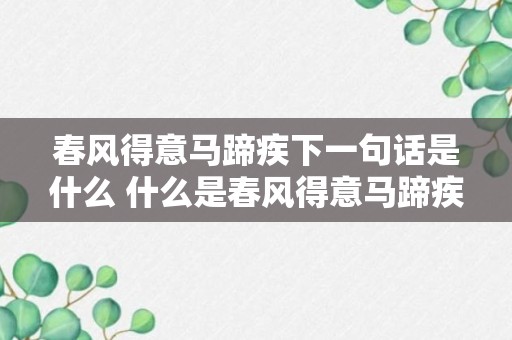 春风得意马蹄疾下一句话是什么 什么是春风得意马蹄疾下一句