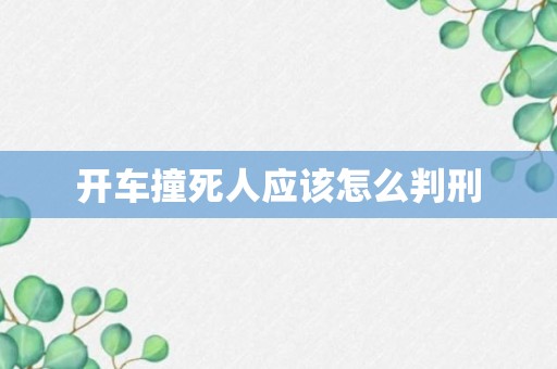 开车撞死人应该怎么判刑