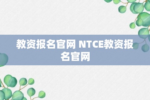 教资报名官网 NTCE教资报名官网