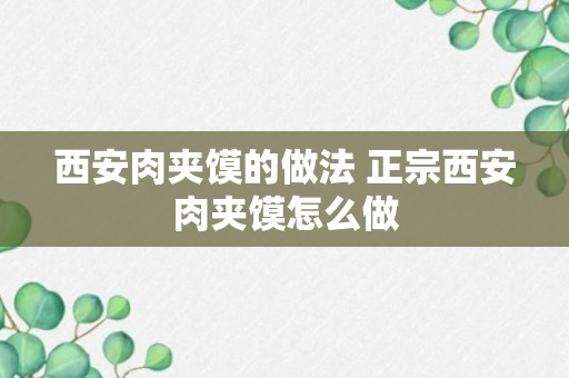 西安肉夹馍的做法 正宗西安肉夹馍怎么做