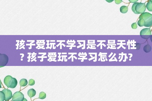 孩子爱玩不学习是不是天性? 孩子爱玩不学习怎么办?