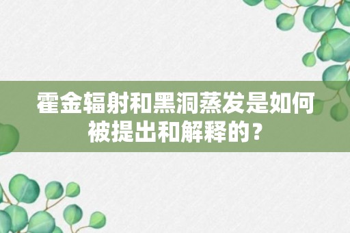 霍金辐射和黑洞蒸发是如何被提出和解释的？