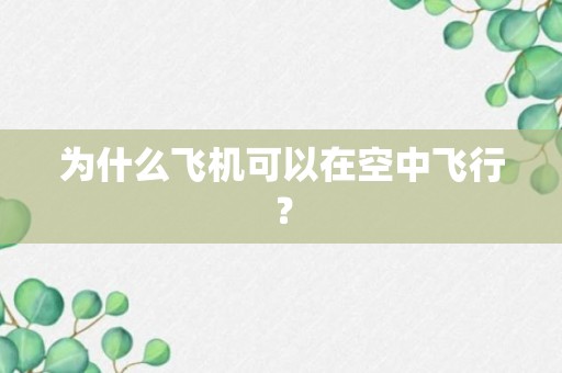 为什么飞机可以在空中飞行？