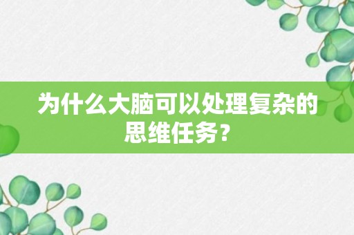 为什么大脑可以处理复杂的思维任务？