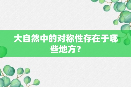 大自然中的对称性存在于哪些地方？