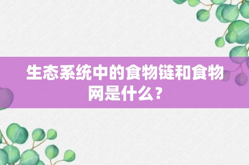 生态系统中的食物链和食物网是什么？