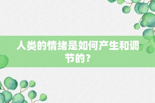 人类的情绪是如何产生和调节的？