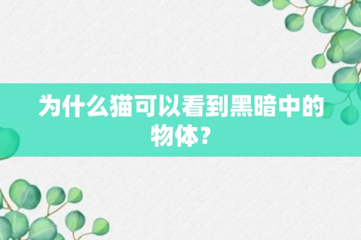 为什么猫可以看到黑暗中的物体？