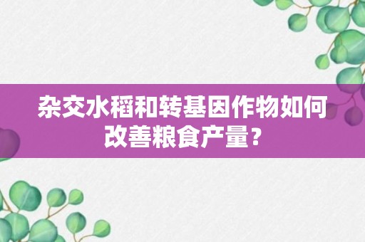 杂交水稻和转基因作物如何改善粮食产量？