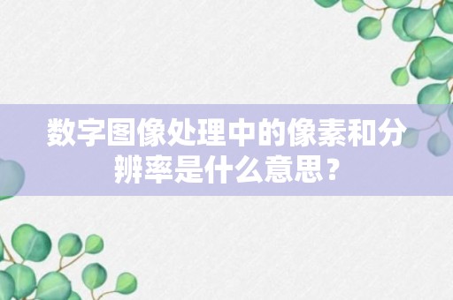 数字图像处理中的像素和分辨率是什么意思？