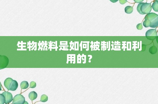 生物燃料是如何被制造和利用的？