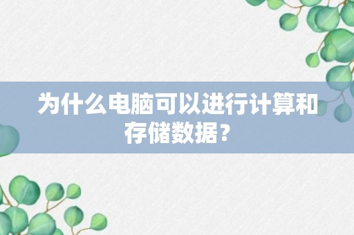 为什么电脑可以进行计算和存储数据？