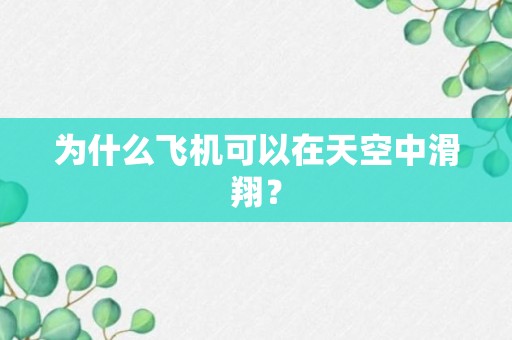 为什么飞机可以在天空中滑翔？