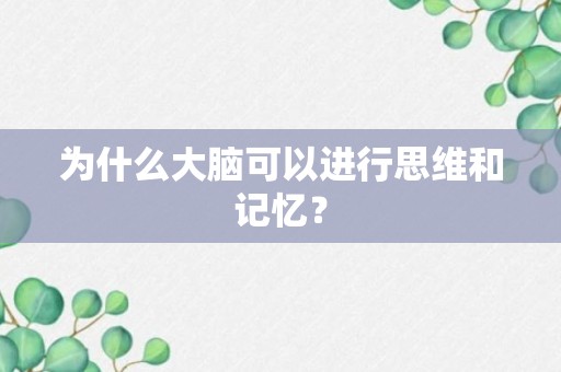 为什么大脑可以进行思维和记忆？