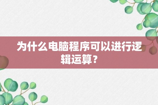 为什么电脑程序可以进行逻辑运算？