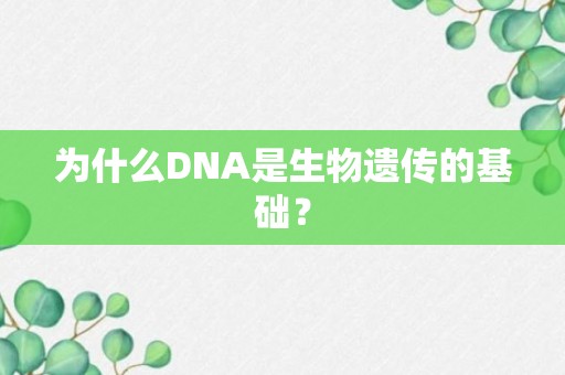 为什么DNA是生物遗传的基础？