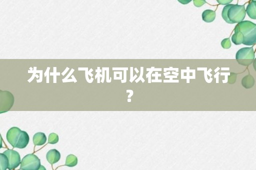 为什么飞机可以在空中飞行？