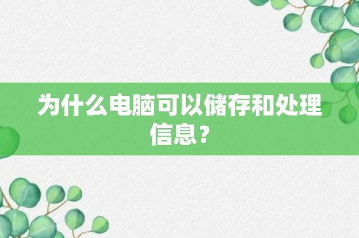 为什么电脑可以储存和处理信息？