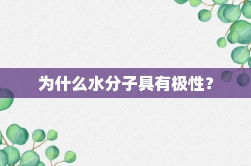 为什么水分子具有极性？