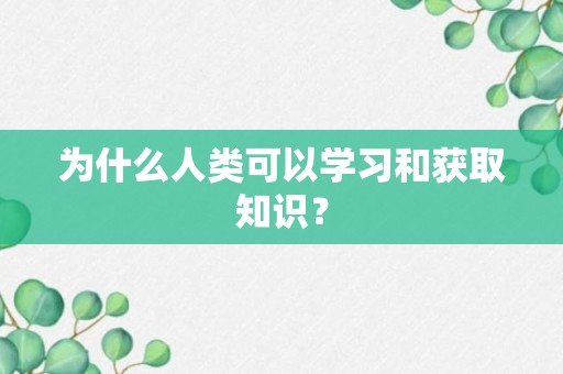 为什么人类可以学习和获取知识？