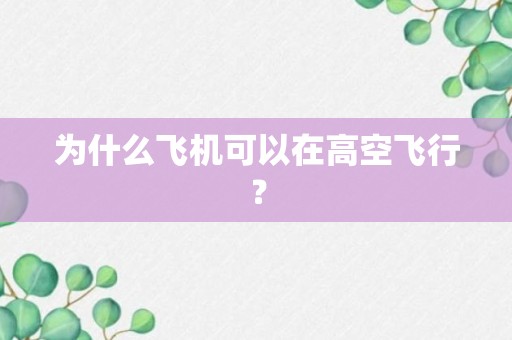 为什么飞机可以在高空飞行？