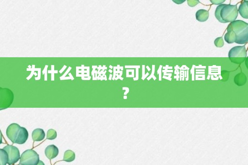 为什么电磁波可以传输信息？