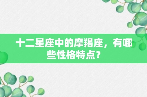 十二星座中的摩羯座，有哪些性格特点？