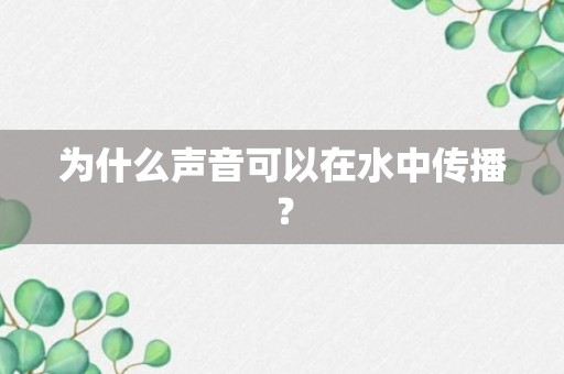 为什么声音可以在水中传播？