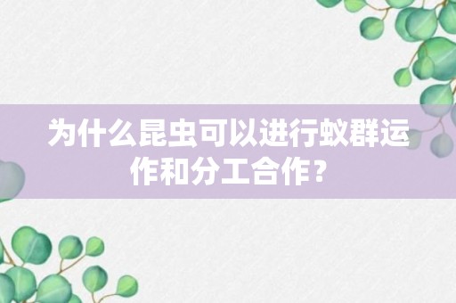 为什么昆虫可以进行蚁群运作和分工合作？