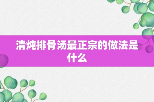 清炖排骨汤最正宗的做法是什么