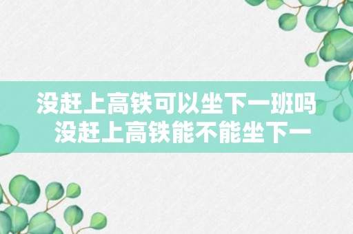 没赶上高铁可以坐下一班吗  没赶上高铁能不能坐下一班