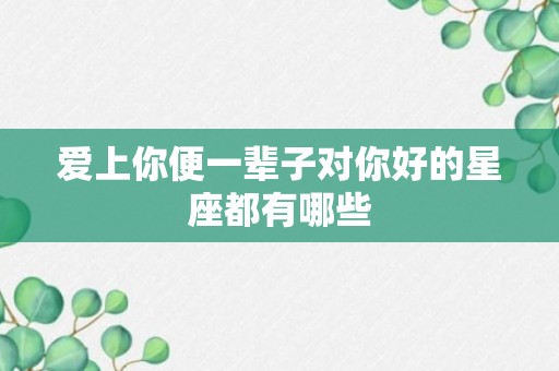 爱上你便一辈子对你好的星座都有哪些