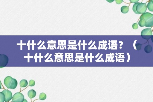 十什么意思是什么成语？（十什么意思是什么成语）