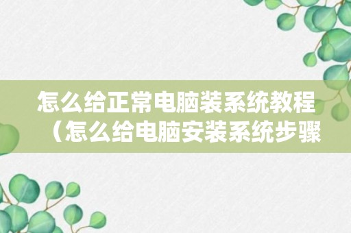 怎么给正常电脑装系统教程（怎么给电脑安装系统步骤）