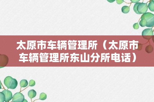 太原市车辆管理所（太原市车辆管理所东山分所电话）