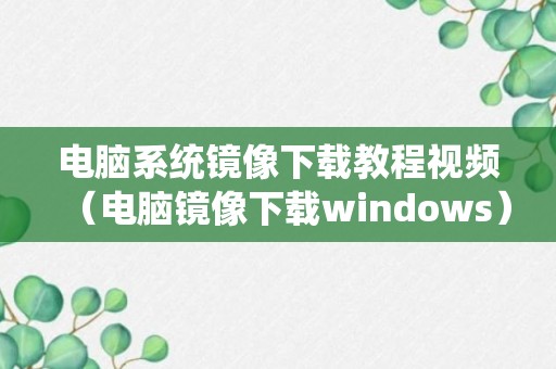 电脑系统镜像下载教程视频（电脑镜像下载windows）