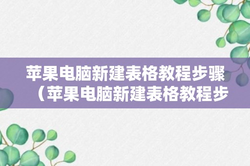 苹果电脑新建表格教程步骤（苹果电脑新建表格教程步骤图）