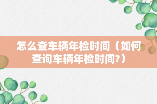 怎么查车辆年检时间（如何查询车辆年检时间?）