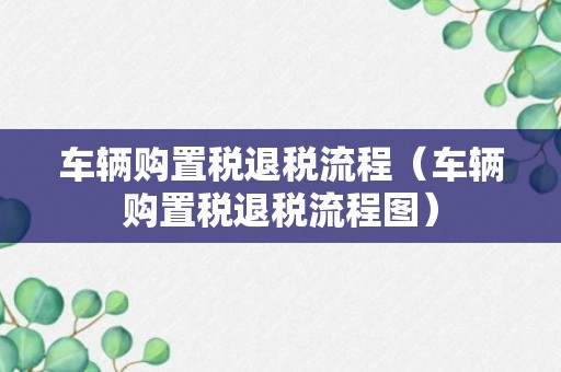 车辆购置税退税流程（车辆购置税退税流程图）