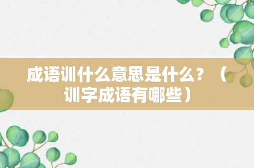 成语训什么意思是什么？（训字成语有哪些）