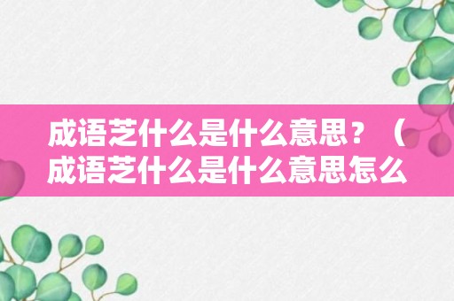 成语芝什么是什么意思？（成语芝什么是什么意思怎么解释）