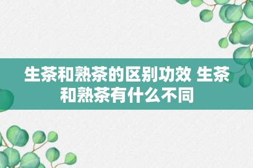 生茶和熟茶的区别功效 生茶和熟茶有什么不同