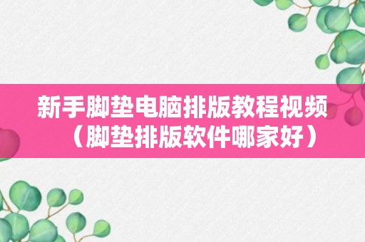 新手脚垫电脑排版教程视频（脚垫排版软件哪家好）