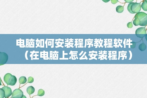 电脑如何安装程序教程软件（在电脑上怎么安装程序）