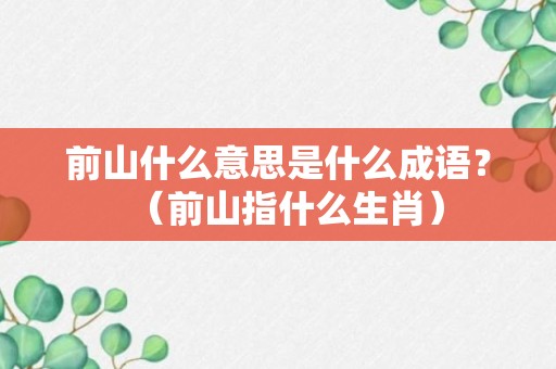 前山什么意思是什么成语？（前山指什么生肖）