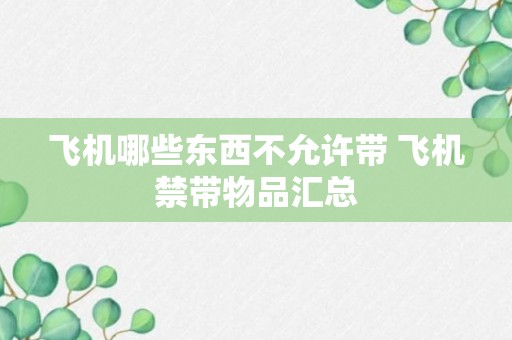 飞机哪些东西不允许带 飞机禁带物品汇总