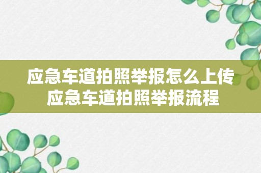 应急车道拍照举报怎么上传 应急车道拍照举报流程