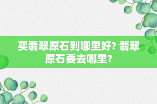 买翡翠原石到哪里好? 翡翠原石要去哪里?