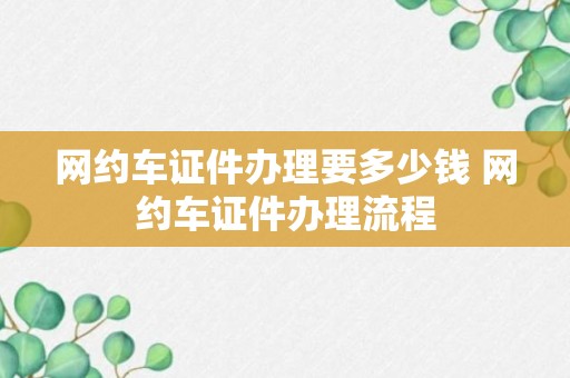 网约车证件办理要多少钱 网约车证件办理流程